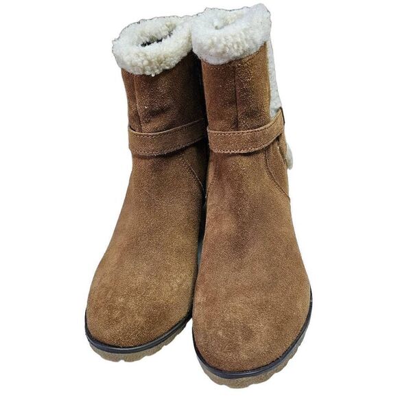 Skechers 48695 Boot Suede Leather Faux Fur Lining Wedge Size 9.5 - Picture 11 of 14